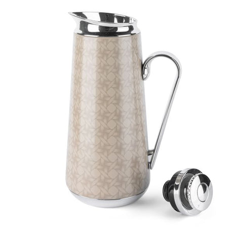 Rattan- Vacuum Flask- Pearl & Silver